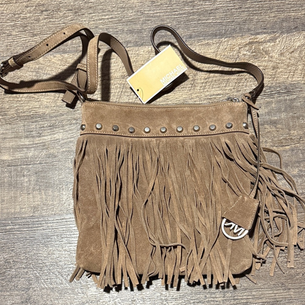 Michael Kors Tan Suede Fringe Crossbody Bag